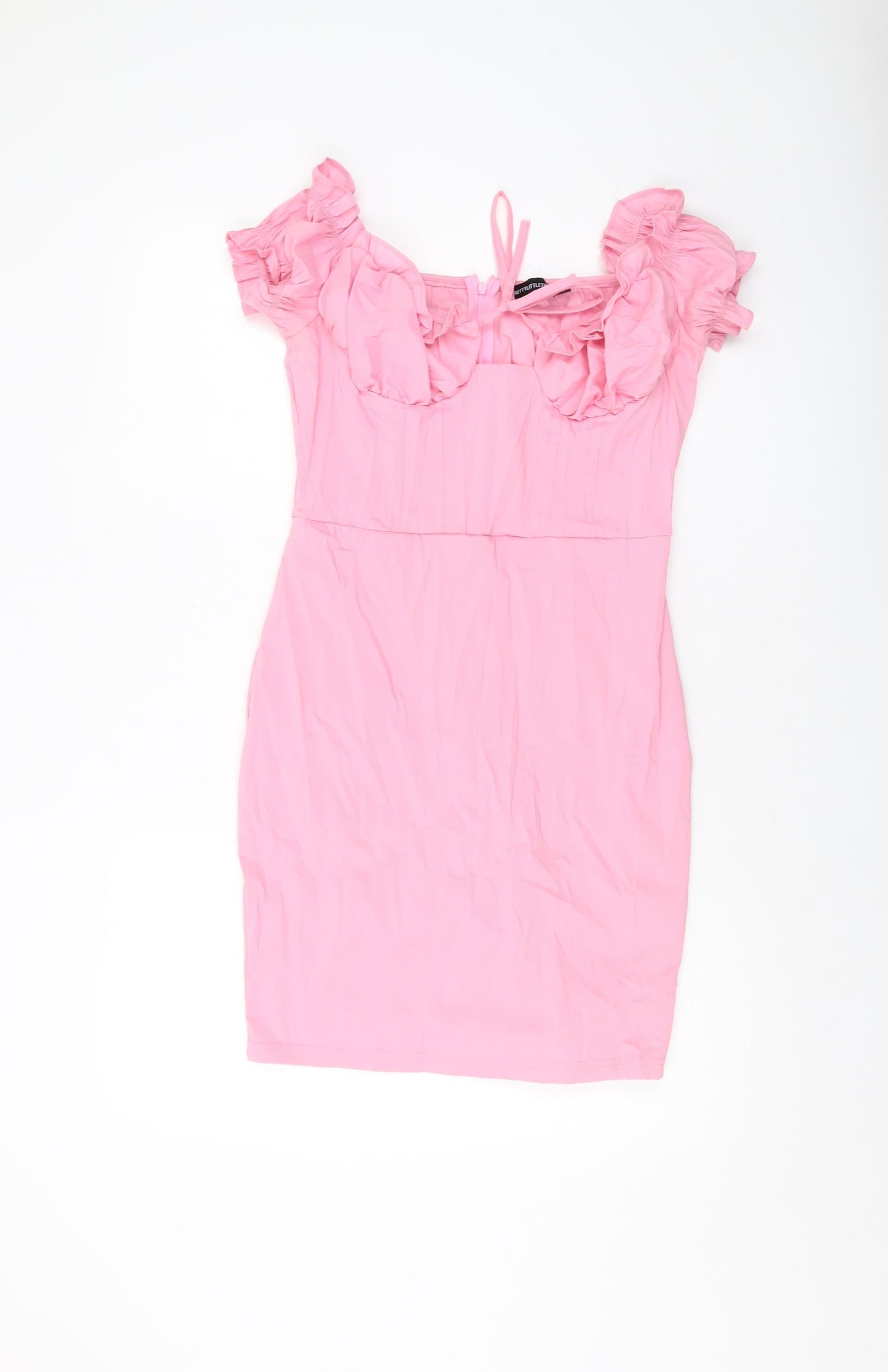 PRETTYLITTLETHING Womens Pink Polyester Mini Size 12 Sweetheart Zip