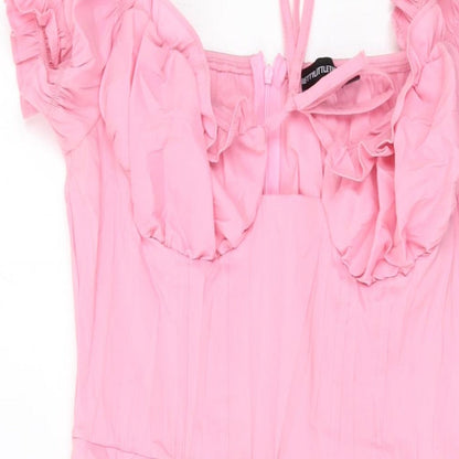 PRETTYLITTLETHING Womens Pink Polyester Mini Size 12 Sweetheart Zip