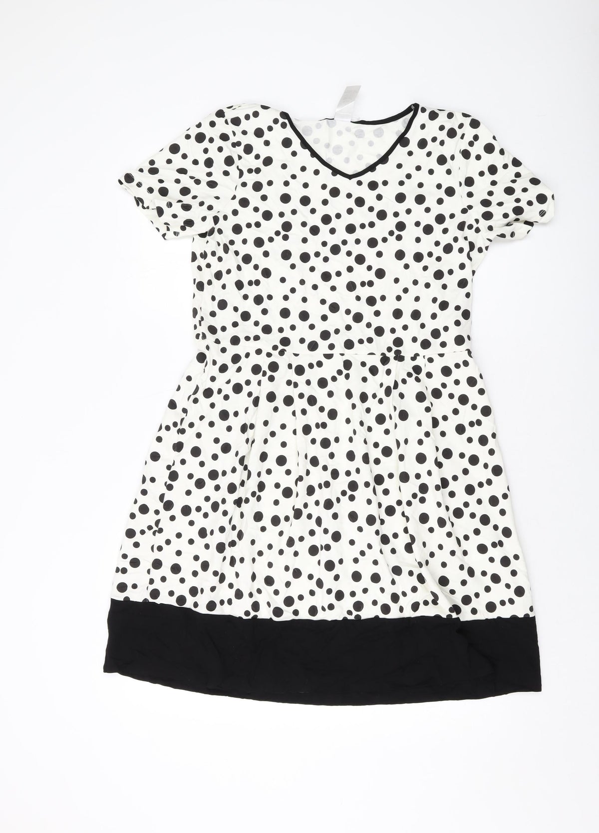 Privacy Womens Ivory Polka Dot Viscose A-Line Size 8 V-Neck Pullover