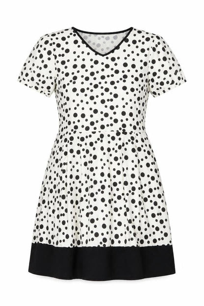 Privacy Womens Ivory Polka Dot Viscose A-Line Size 8 V-Neck Pullover