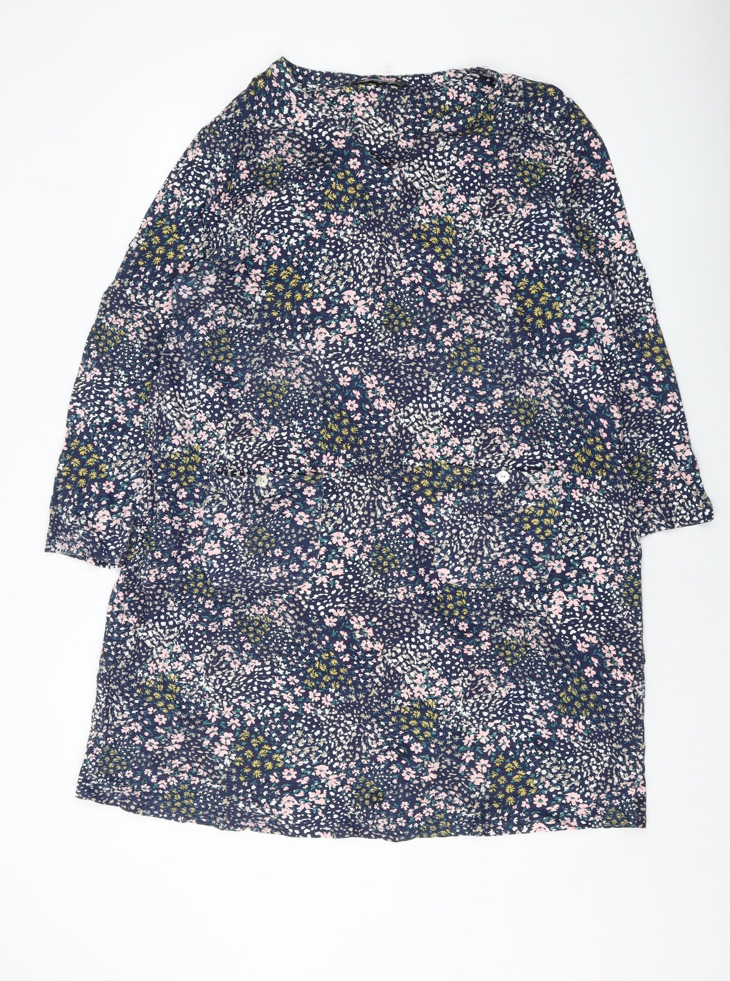 Bonmarché Womens Multicoloured Floral Cotton Tank Dress Size 20 Round Neck Pullover