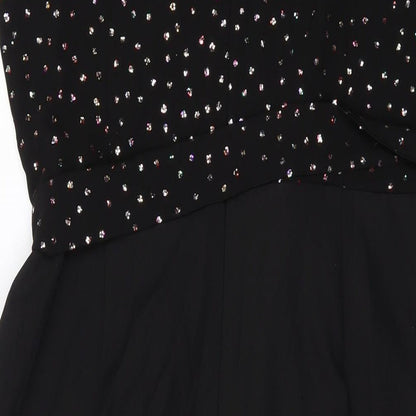 Oasis Womens Black Polyester Jumpsuit One-Piece Size 10 Button