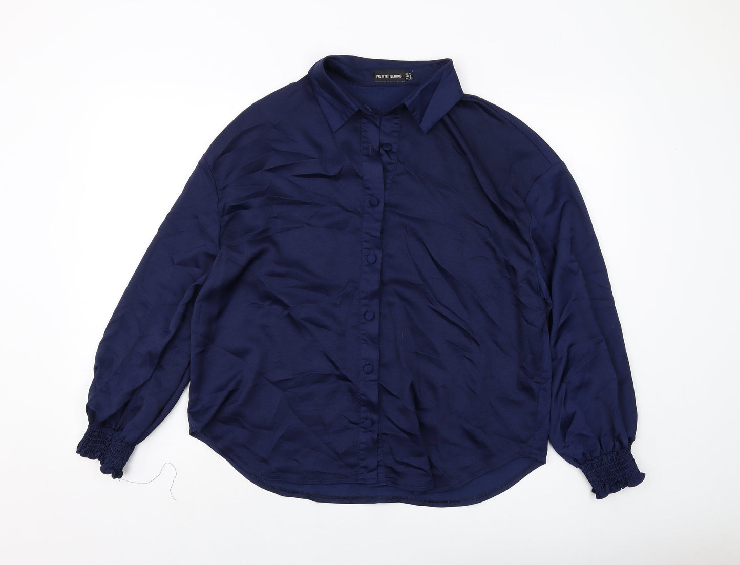 Womens UK Size 6 PRETTYLITTLETHING Blue Basic Button-Up