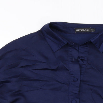 Womens UK Size 6 PRETTYLITTLETHING Blue Basic Button-Up
