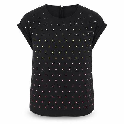 Next Womens Black Polka Dot Polyester Basic Blouse Size 10 Round Neck