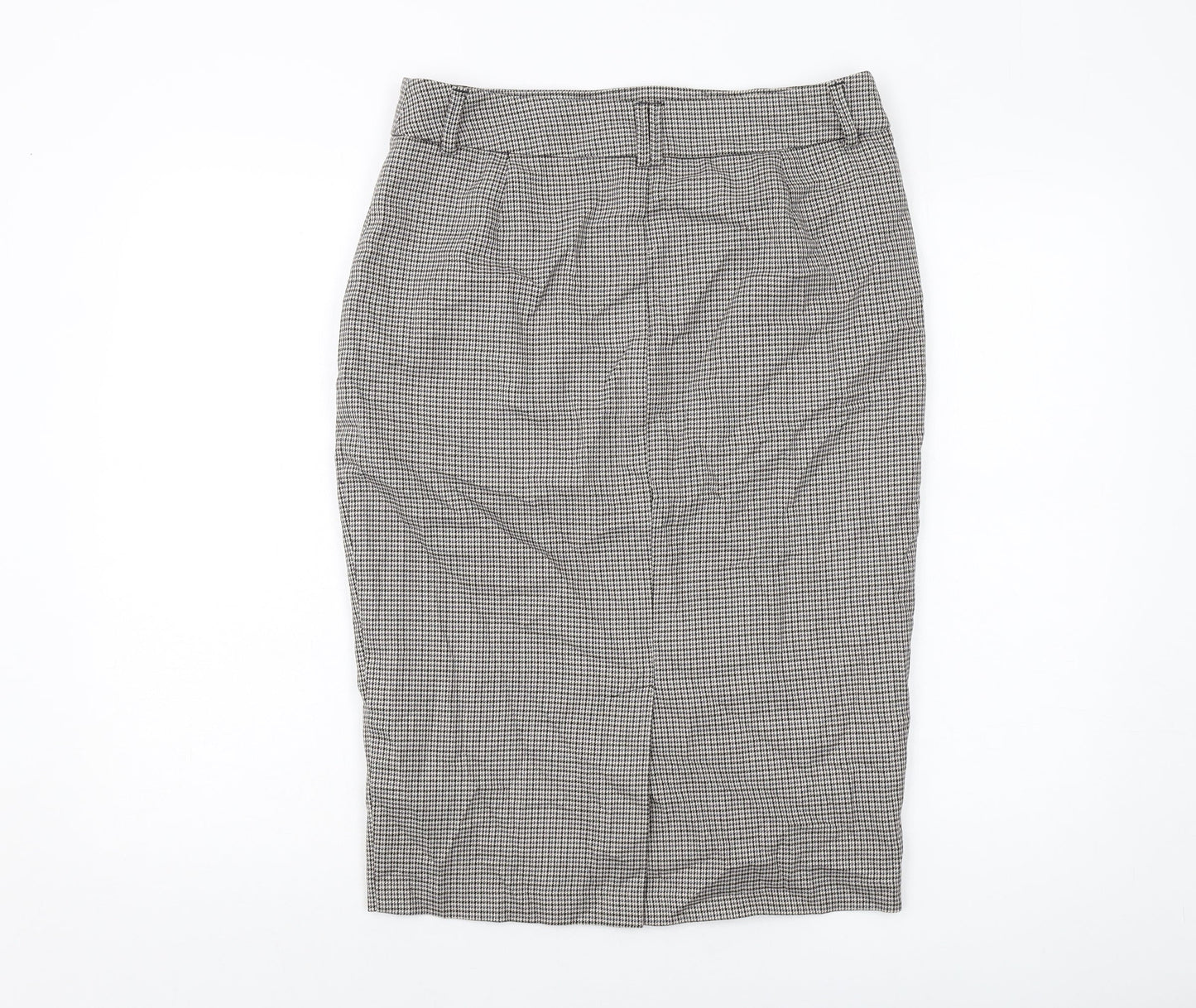 Marks and Spencer Womens Beige Plaid Polyester Straight & Pencil Skirt Size 12 Zip