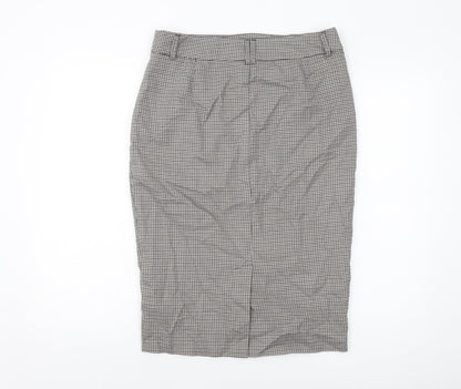 Marks and Spencer Womens Beige Plaid Polyester Straight & Pencil Skirt Size 12 Zip