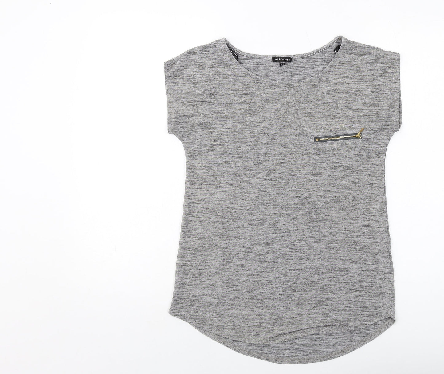 Womens UK Size 10 Warehouse Grey Basic T-Shirt