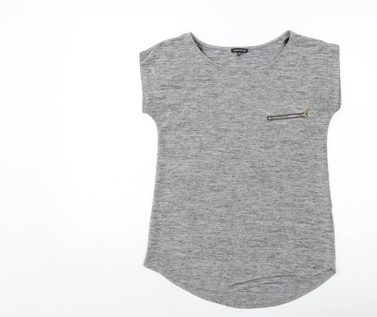 Womens UK Size 10 Warehouse Grey Basic T-Shirt