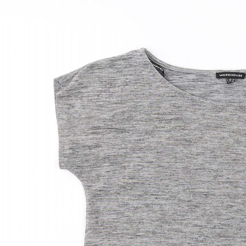 Womens UK Size 10 Warehouse Grey Basic T-Shirt