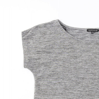 Womens UK Size 10 Warehouse Grey Basic T-Shirt