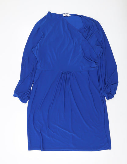 Kaleidoscope Womens Blue Polyester A-Line Size 18 V-Neck Pullover