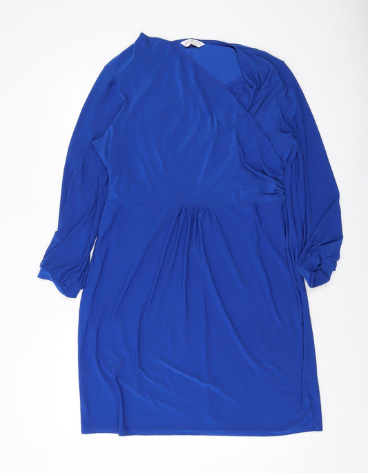 Kaleidoscope Womens Blue Polyester A-Line Size 18 V-Neck Pullover