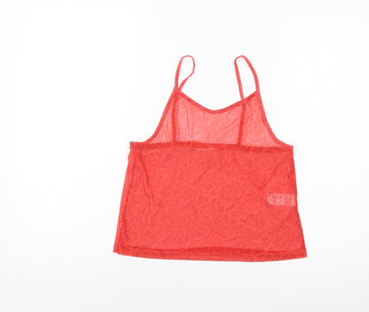 Additional front view of Candy girls’ red geometric polyester basic tank, size 13, years square neck pullover