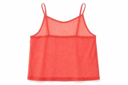 Front view of Candy girls’ red geometric polyester basic tank, size 13, years square neck pullover