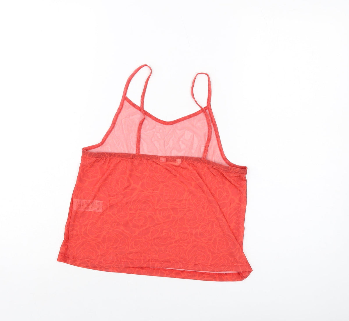 Back view of Candy girls’ red geometric polyester basic tank, size 13, years square neck pullover