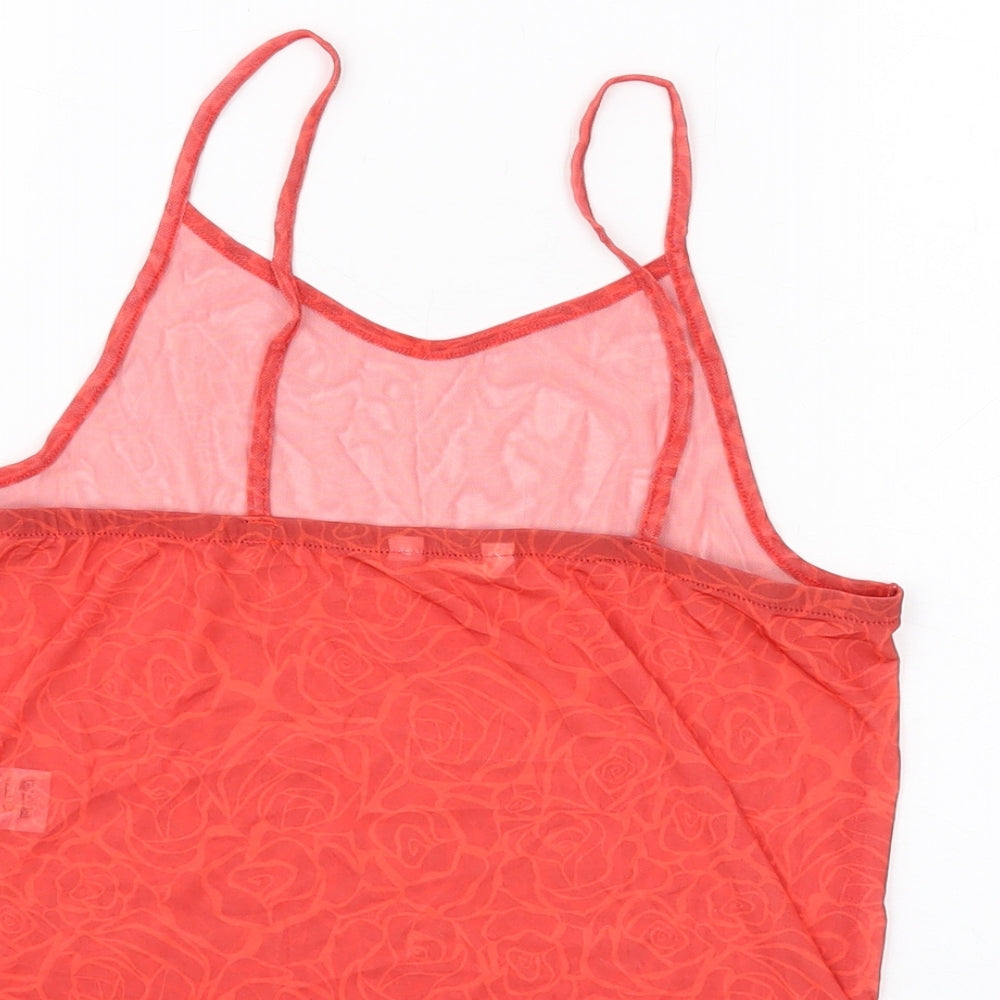 Brand and care label for Candy girls’ red geometric polyester basic tank, size 13, years square neck pullover