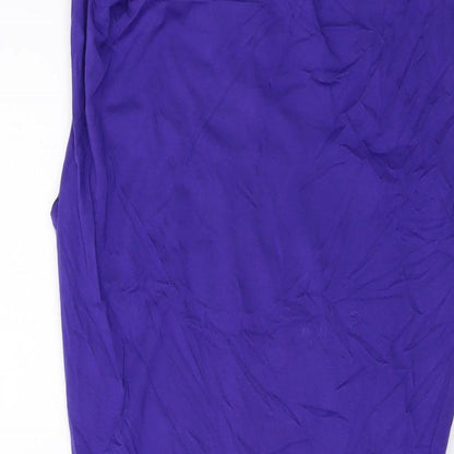 Mango Womens Blue Viscose Mini Size 8 Round Neck Pullover