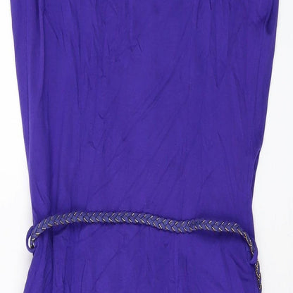 Mango Womens Blue Viscose Mini Size 8 Round Neck Pullover