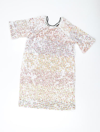 NEXT Womens Multicoloured Polyester Tank Dress Size 8 Round Neck Pullover - Sequins