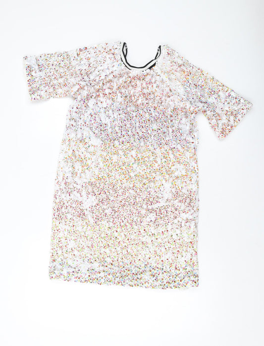 NEXT Womens Multicoloured Polyester Tank Dress Size 8 Round Neck Pullover - Sequins