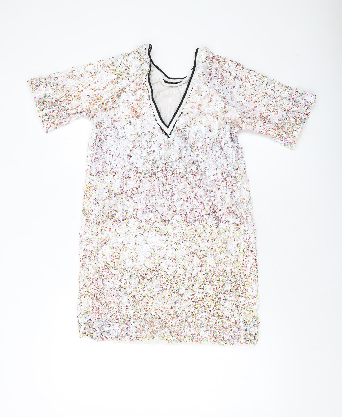 NEXT Womens Multicoloured Polyester Tank Dress Size 8 Round Neck Pullover - Sequins