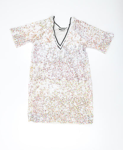 NEXT Womens Multicoloured Polyester Tank Dress Size 8 Round Neck Pullover - Sequins