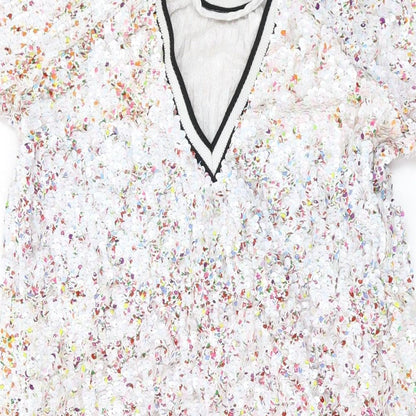 NEXT Womens Multicoloured Polyester Tank Dress Size 8 Round Neck Pullover - Sequins