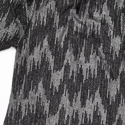 Blue Vanilla Womens Black Polyester A-Line Size 10 Mock Neck Button
