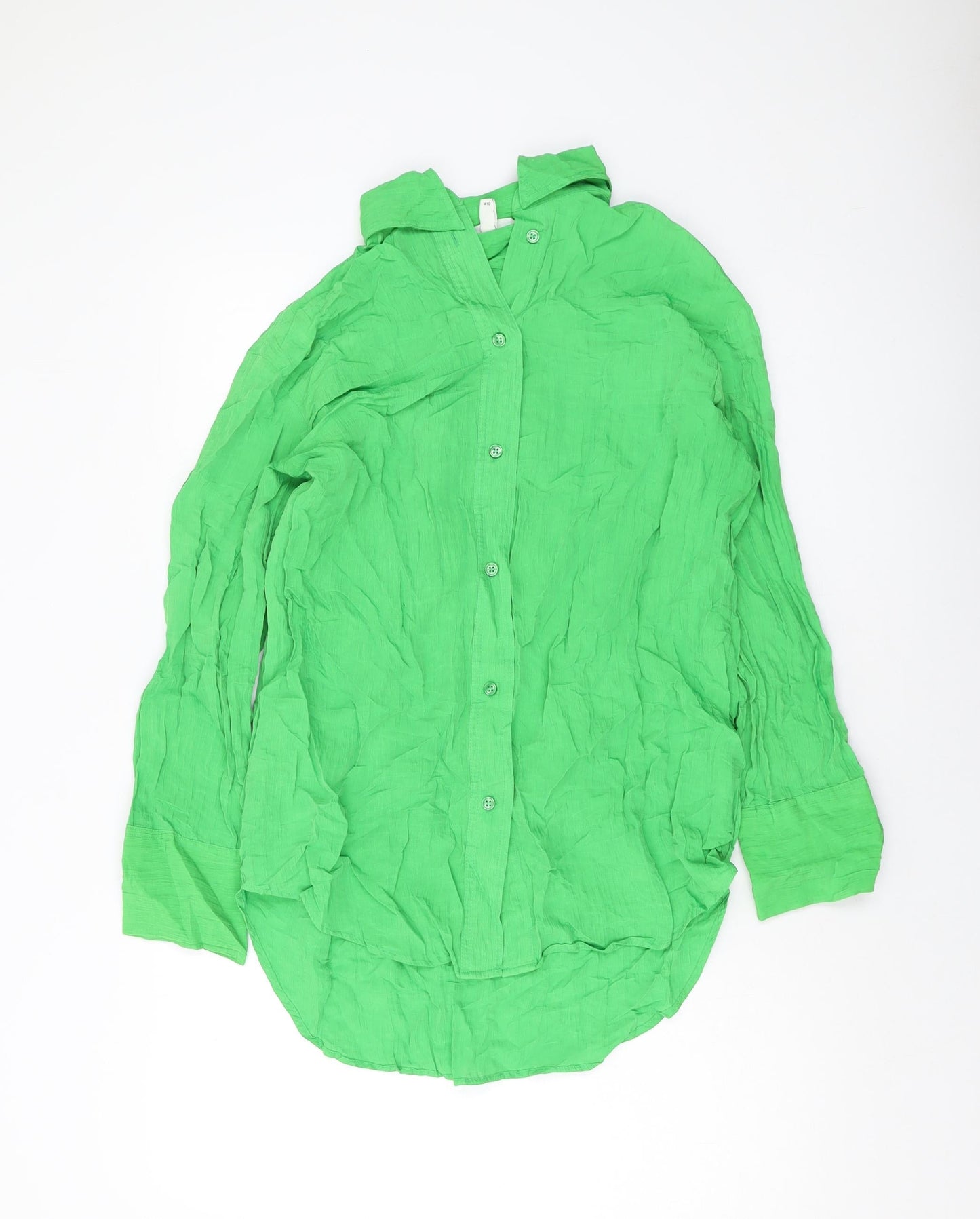 Womens UK Size XS H&M Green Basic Button-Up