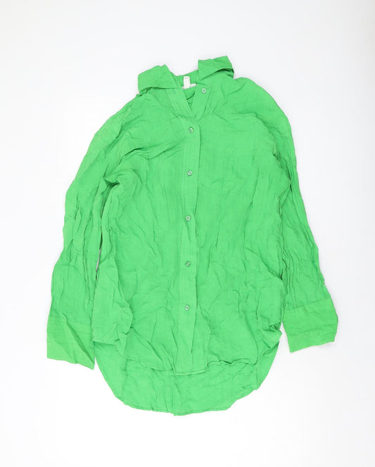 Womens UK Size XS H&M Green Basic Button-Up