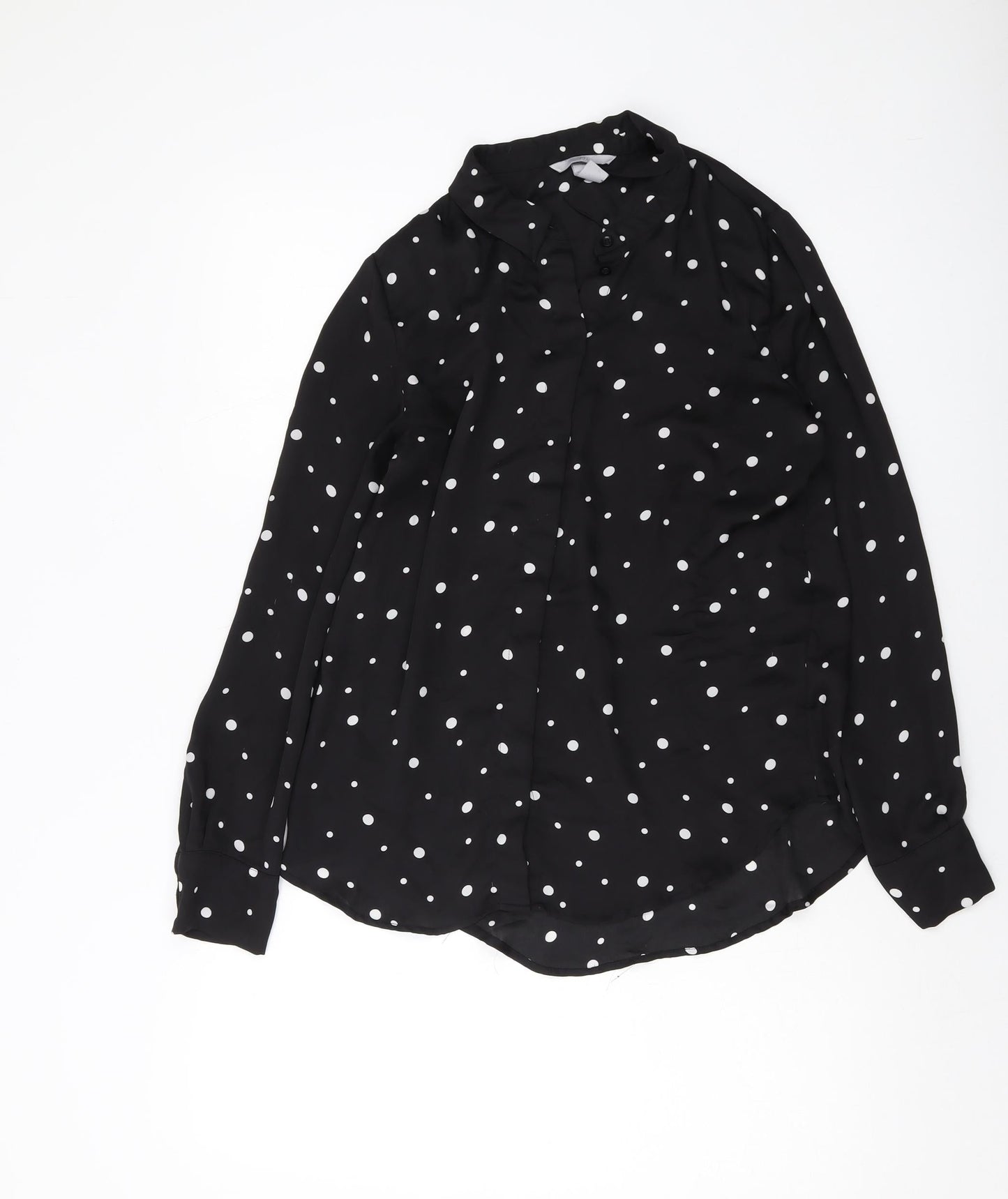 Womens UK Size 10 H&M Black Basic Button-Up