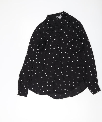 Womens UK Size 10 H&M Black Basic Button-Up