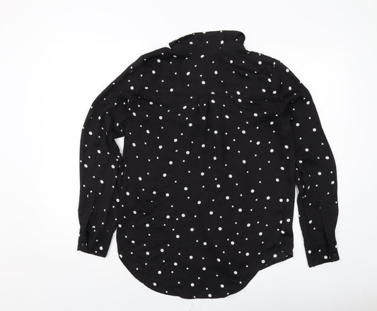 Womens UK Size 10 H&M Black Basic Button-Up