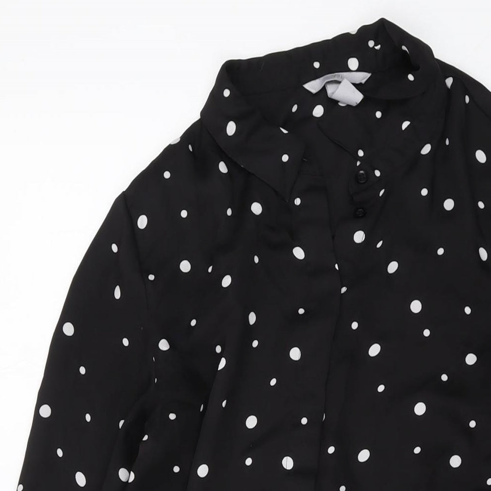 Womens UK Size 10 H&M Black Basic Button-Up