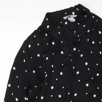 Womens UK Size 10 H&M Black Basic Button-Up