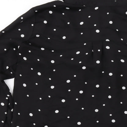 Womens UK Size 10 H&M Black Basic Button-Up