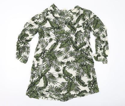 Womens UK Size M H&M Green Tunic Blouse