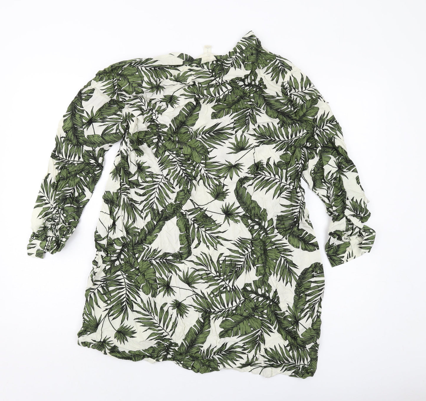 Womens UK Size M H&M Green Tunic Blouse