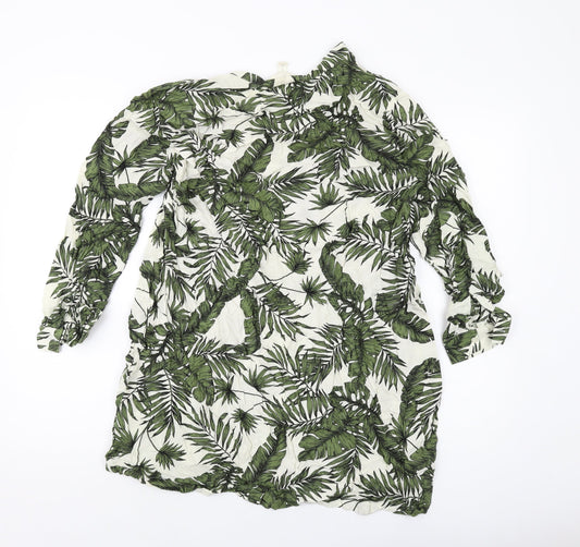 Womens UK Size M H&M Green Tunic Blouse