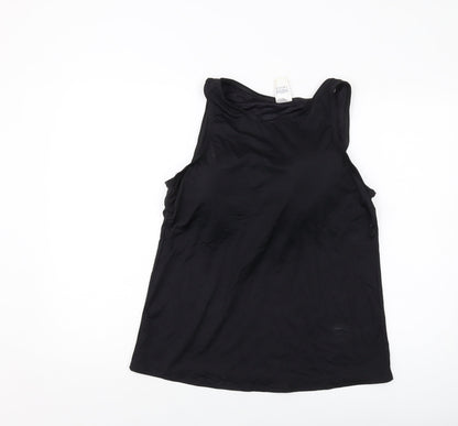 Lands' End Womens Black Nylon Basic T-Shirt Size 18 Round Neck Pullover