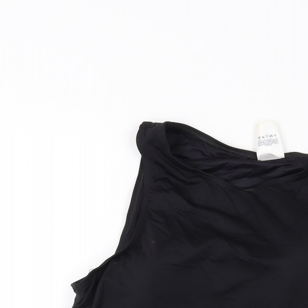 Lands' End Womens Black Nylon Basic T-Shirt Size 18 Round Neck Pullover