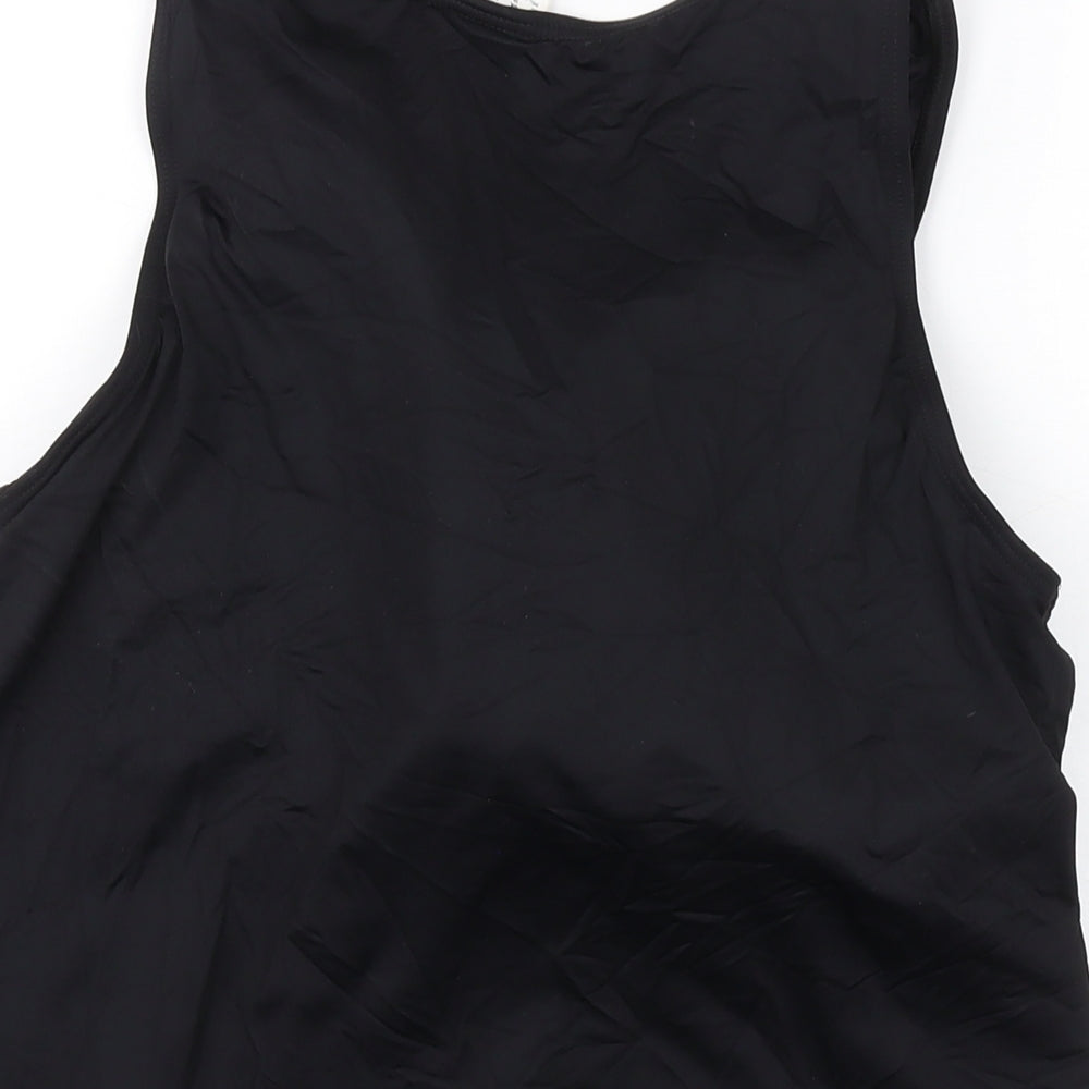 Lands' End Womens Black Nylon Basic T-Shirt Size 18 Round Neck Pullover