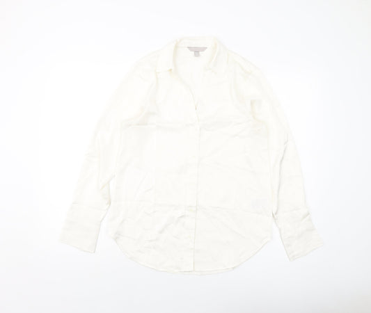 Womens UK Size XS H&M Ivory Basic Button-Up