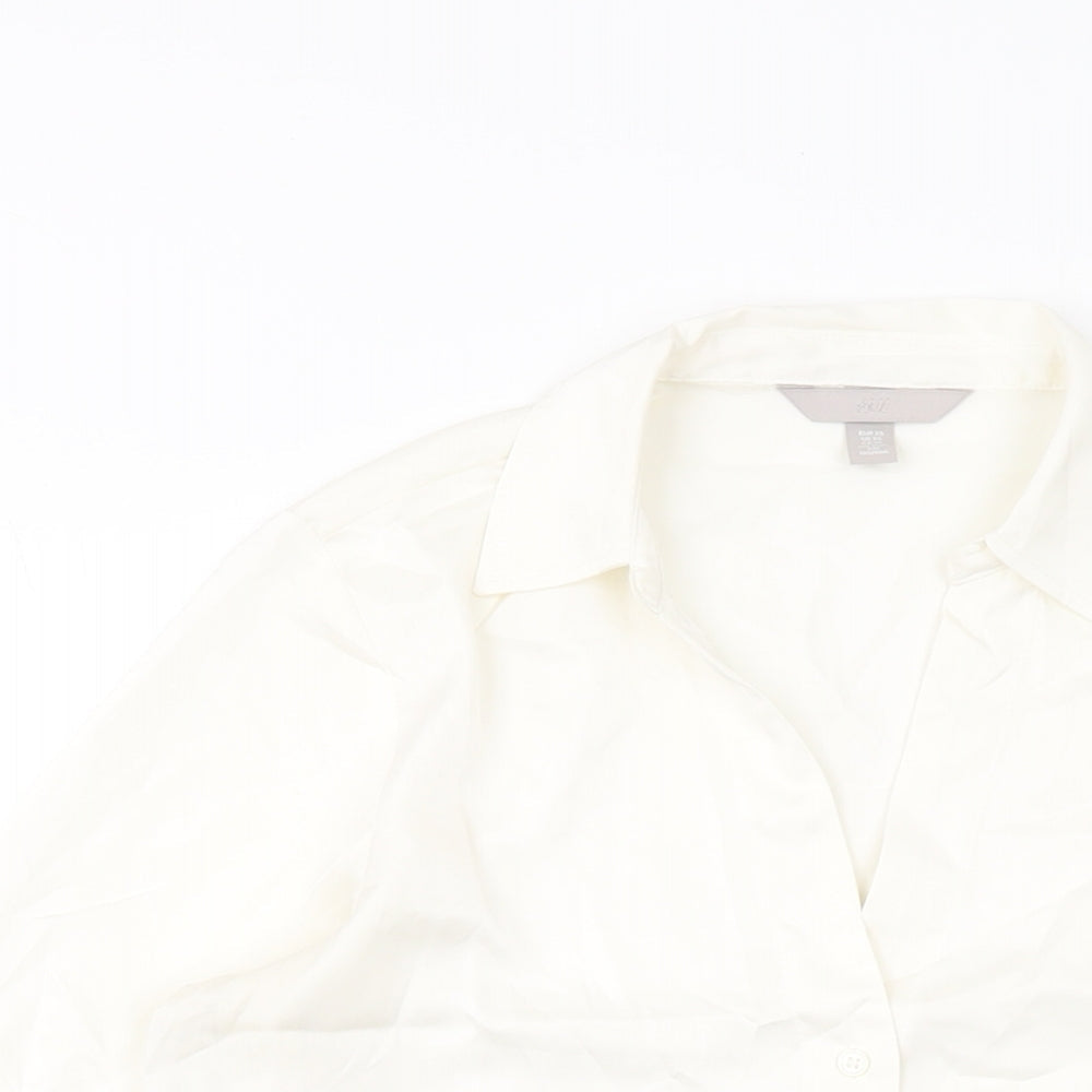 Womens UK Size XS H&M Ivory Basic Button-Up