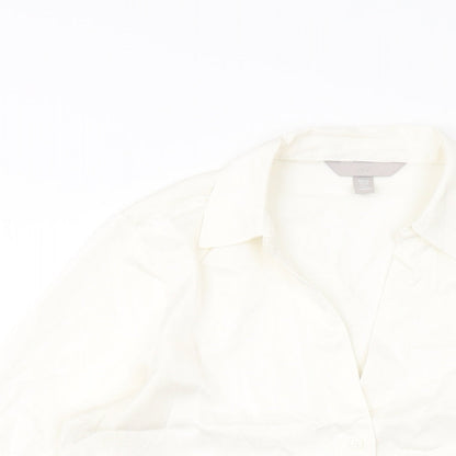 Womens UK Size XS H&M Ivory Basic Button-Up