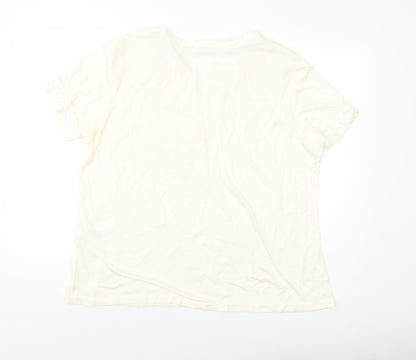 Damart Womens Ivory Polyester Basic T-Shirt Size 22 V-Neck