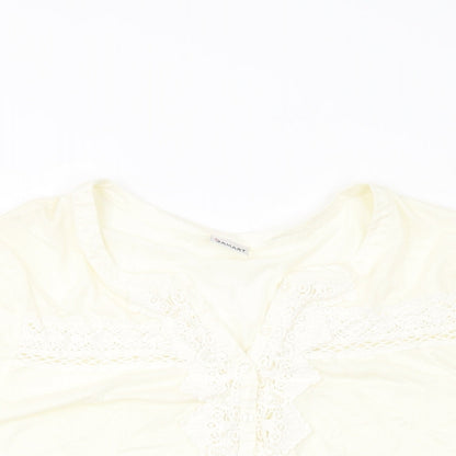 Damart Womens Ivory Polyester Basic T-Shirt Size 22 V-Neck