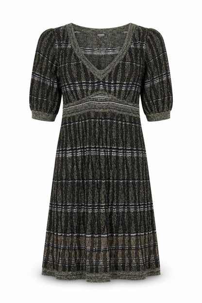 Oasis Womens Gold Viscose Jumper Dress Size 12 V-Neck Pullover