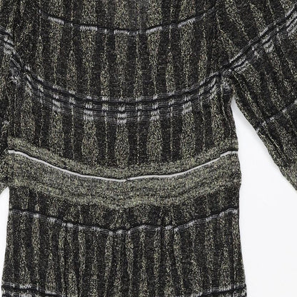 Oasis Womens Gold Viscose Jumper Dress Size 12 V-Neck Pullover